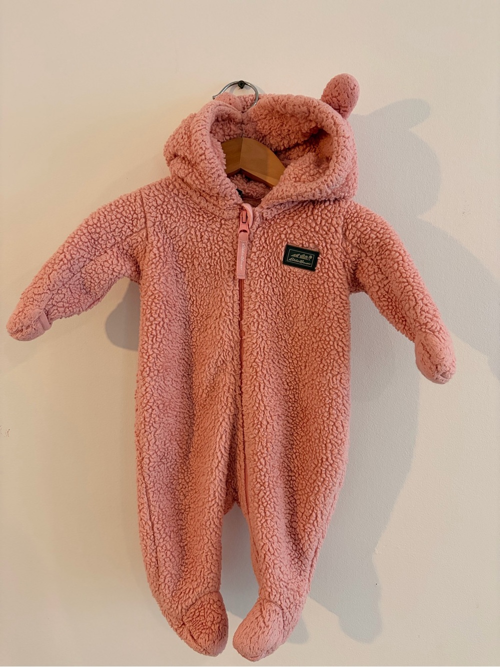 Eddie Bauer Pink Sherpa Footed Hooded One-Piece